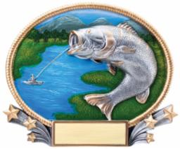 3D Large Oval Bass Resin Plate - view 2