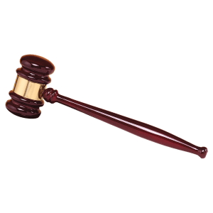 Rosewood Piano Finish Gavel with a Gold Gavel Band