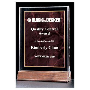 Marble Acrylic Award with American Walnut Base