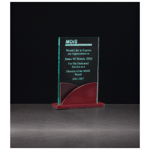 Premium Series Jade Acrylic on Mahogany Finish Base