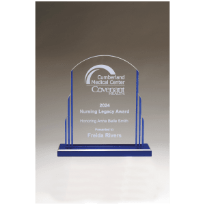 Art Deco Style Acrylic with Blue Accents and Blue Mirror Top Base