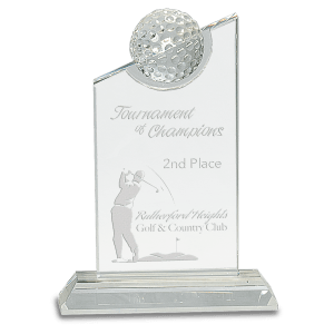 Clear Crystal with Inset Crystal Golf Ball on Clear Base