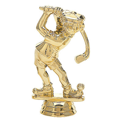 Comic Golfer Figure, Male, Gold - 4"