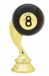 BILLIARDS 8 BALL, BK/GD 2 1/2"