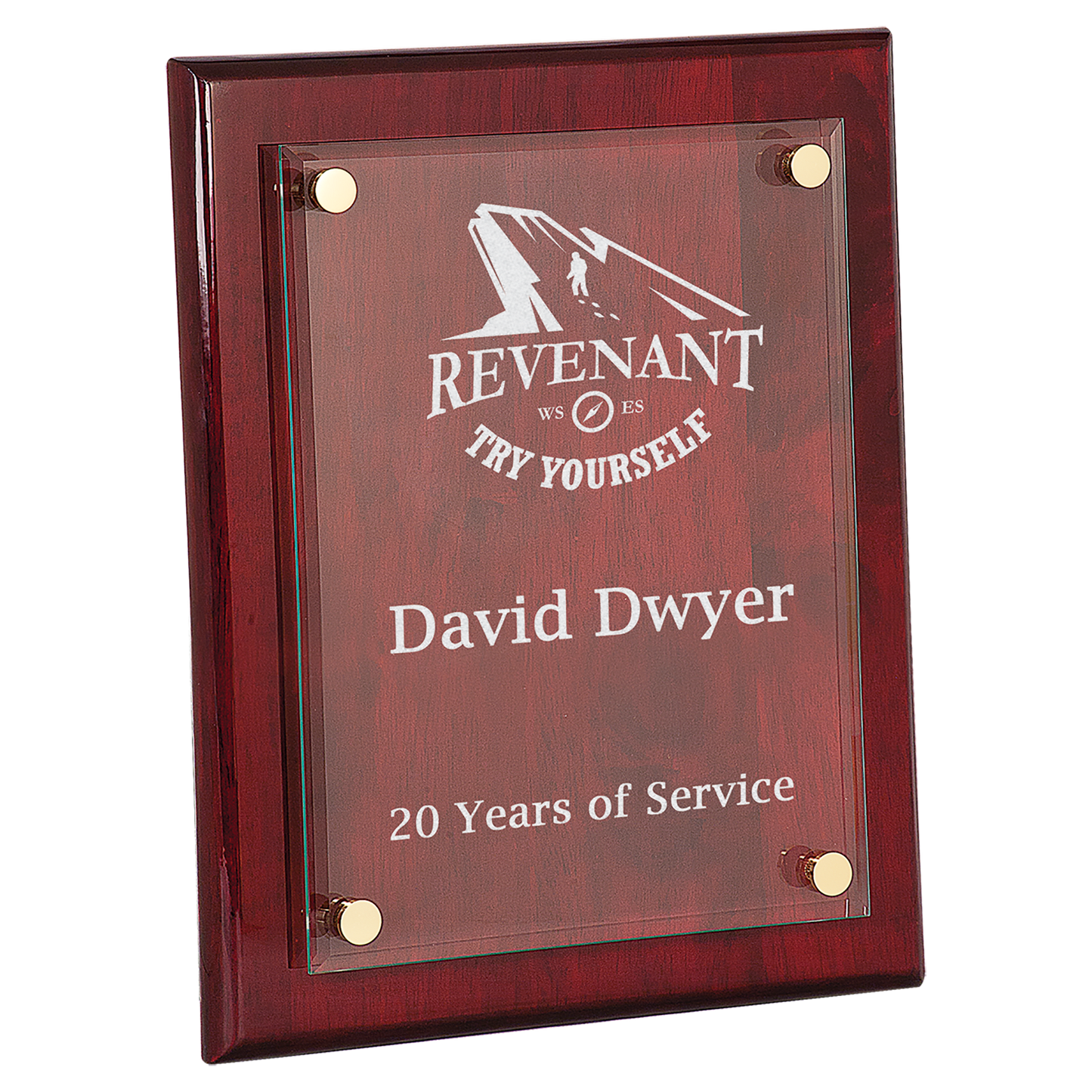 Rosewood Piano Finish Floating Glass Plaque