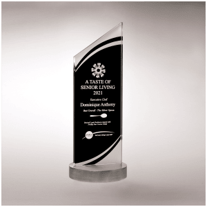Thick Zenith Series Black Silkscreened Glass with Frosted Accents, Heave Aluminum Base
