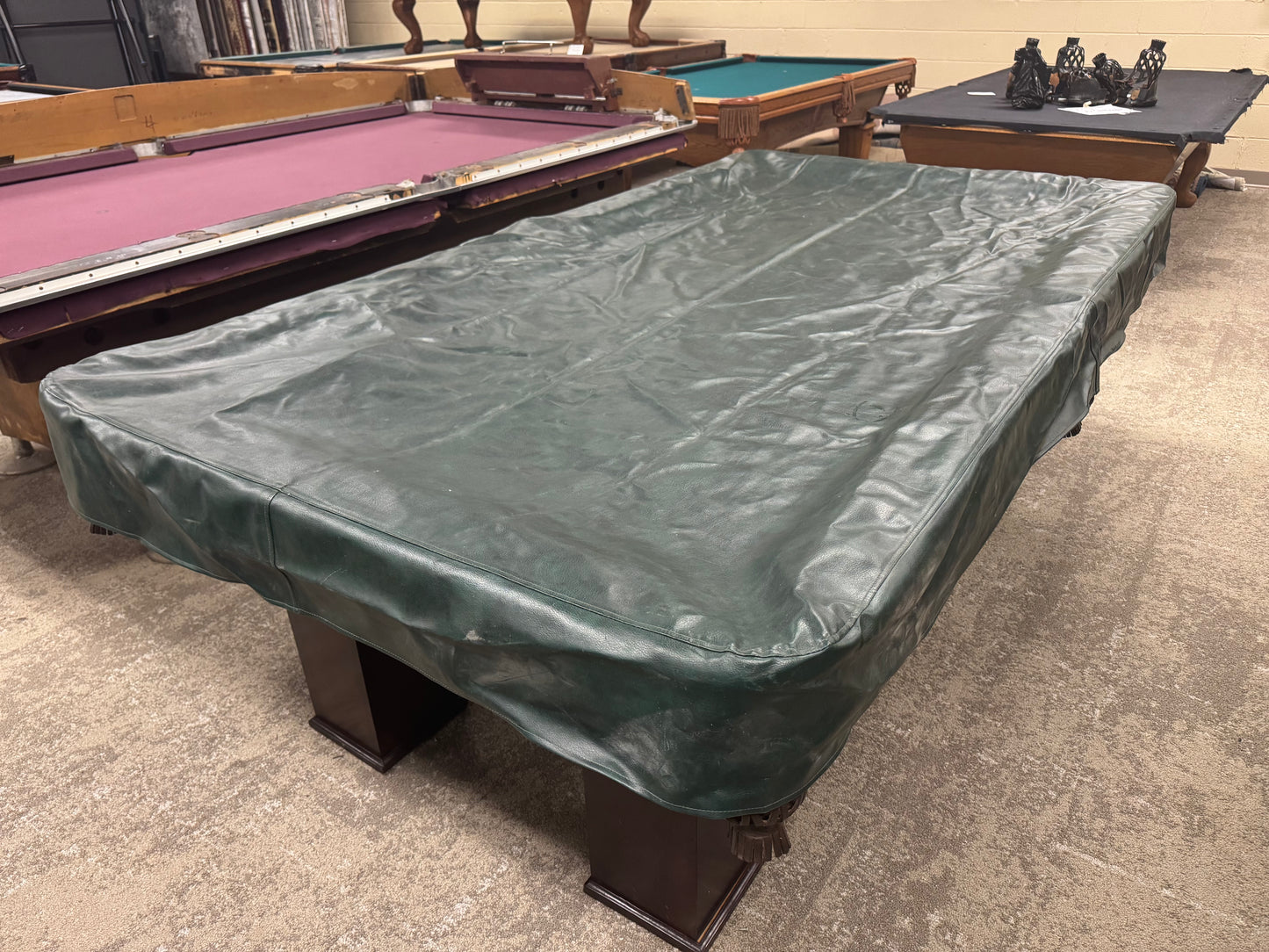 8’ antique pool table cover-Green