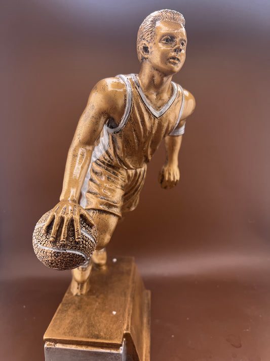 Male Basketball Dribbler Resin Trophy - view 2