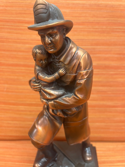 Fireman with Child 11.5" Resin Trophy - view 2
