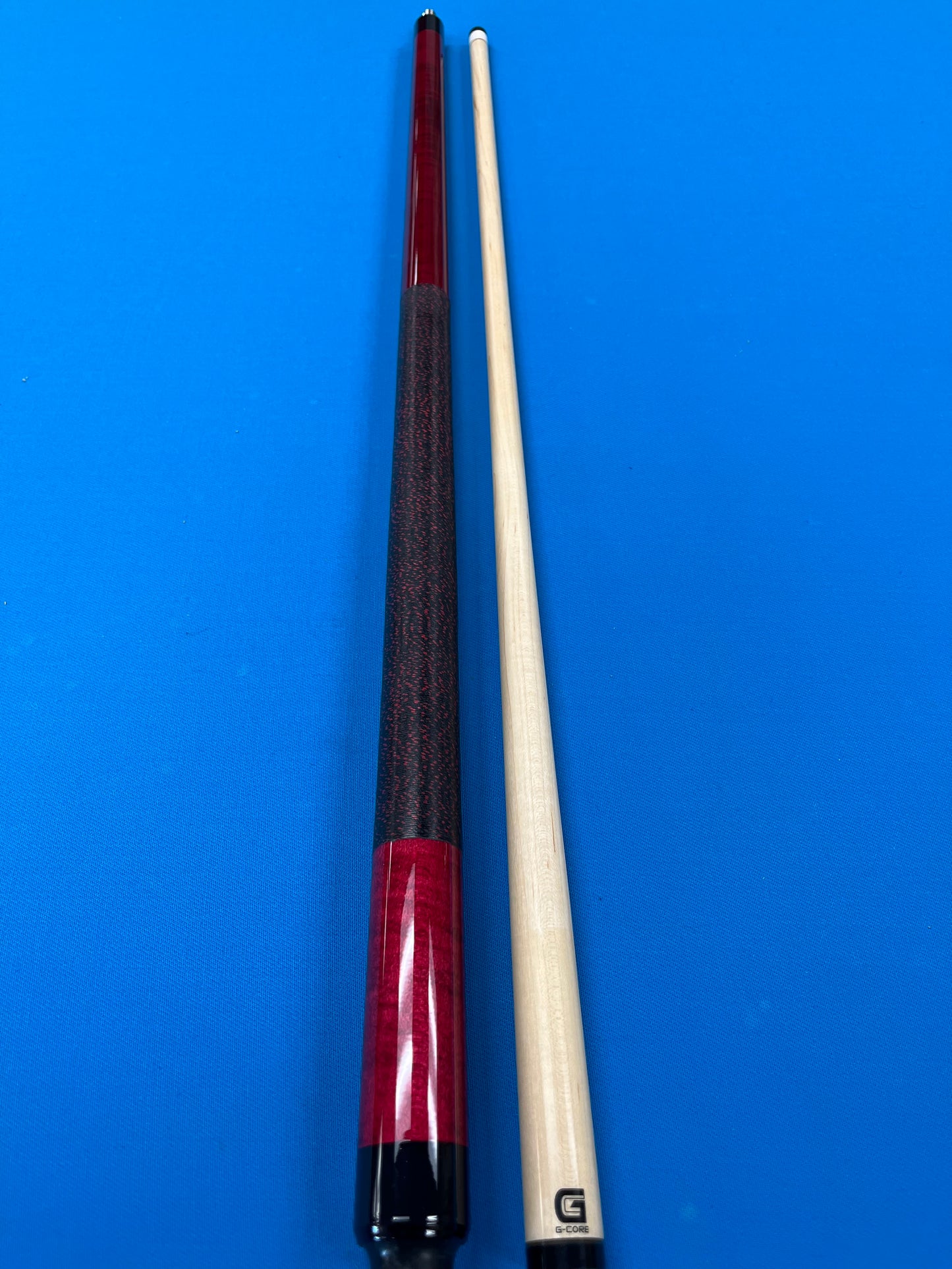 Custom Burgundy Stain with Irish Linen Wrap on Maple McDermott Cue