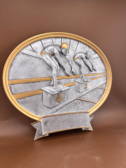 Oval Swimming Resin Trophy 6.5" x 6" - view 2