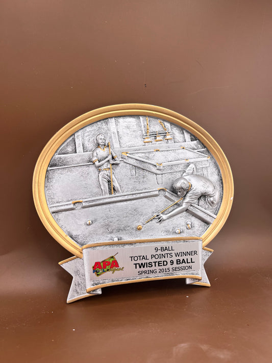 Male Pool Player Oval Resin - view 2