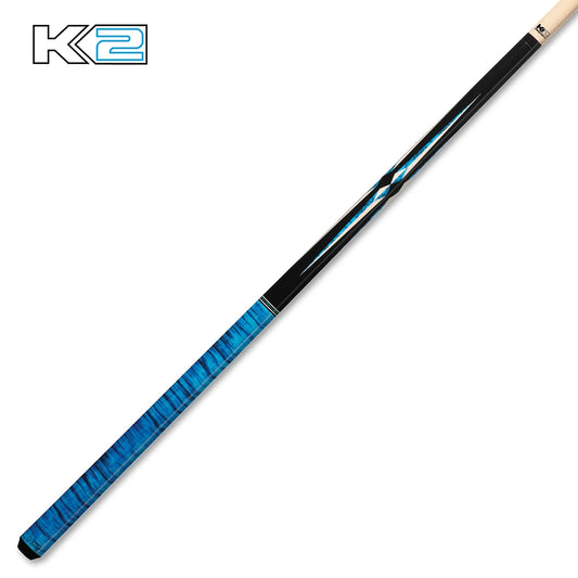K2 KL141 Gloss Black Cue With Turquoise/White Floating Points & Blue Curly Design - view 2