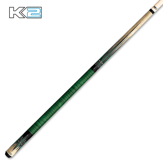 K2 KL180 Wrapless Gloss Cue with Birdeye & Green/Black Points Design - view 2