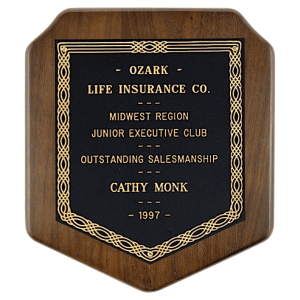 Jewelers Black Laserable Gold Border Plate on an American Walnut Plaque- Sheffield Series