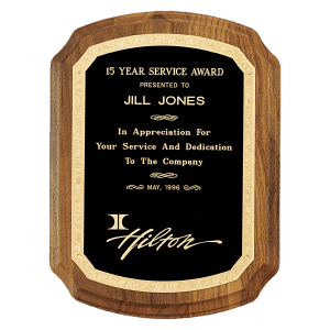 American Walnut Plaque with Gold Florentine Border