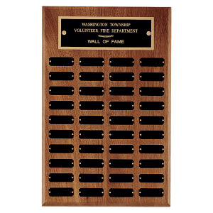 American Walnut 40 Plate Perpetual Plaque with Black Brass Plates