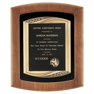American Walnut Frame with Black Velour Background and Back Laser Engravable Plate in an Antique Bronze Finished Frame Casting