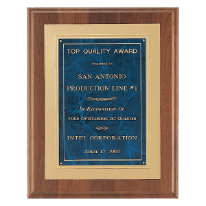 American Walnut Step Edge Plaque with Sapphire Marble Gold