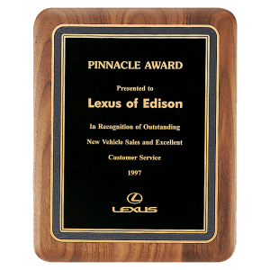 American Walnut Plaque with Black/Gold Florentine Border Textured