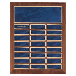 American Walnut 24 Plate Perpetual Plaque with Sapphire Marble Brass Plates