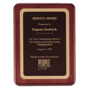 Rosewood Piano Finish Plaque with Black/Gold Florentine Design
