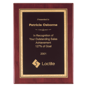 Airflyte Premium Rosewood Piano Finish Plaque with Gold Border Florentine Border