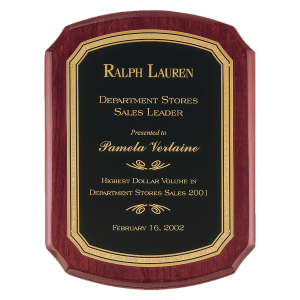 Airflyte Rosewood Piano Finish Plaque with Black/Gold Florentine Border