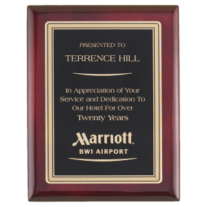 Airflyte Premium Rosewood Piano Finish Plaque with Gold Border