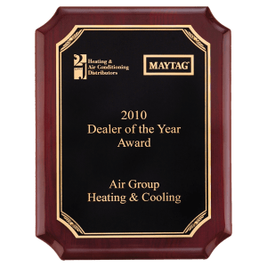 Airflyte Rosewood Piano Finish Plaque with Gold Border