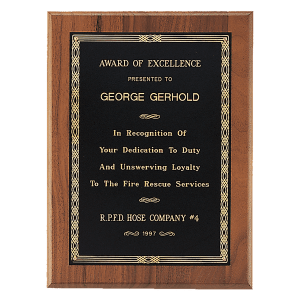 Jewelers Black Laserable Gold Border Plate on an American Walnut Plaque- Sheffield Series