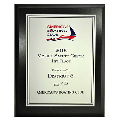 Plaque with White Plate featuring the America's Boating Club Logo
