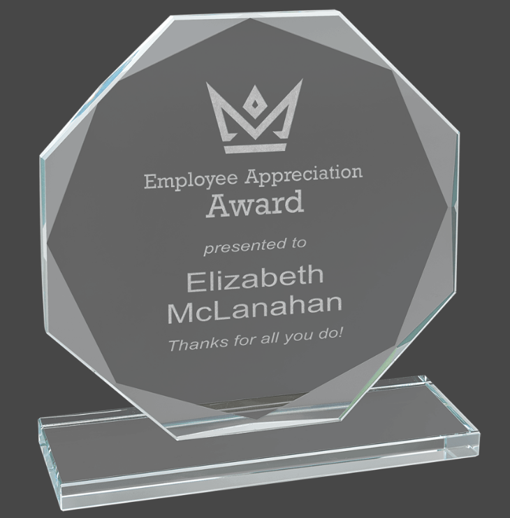Octagon Clear Glass Award