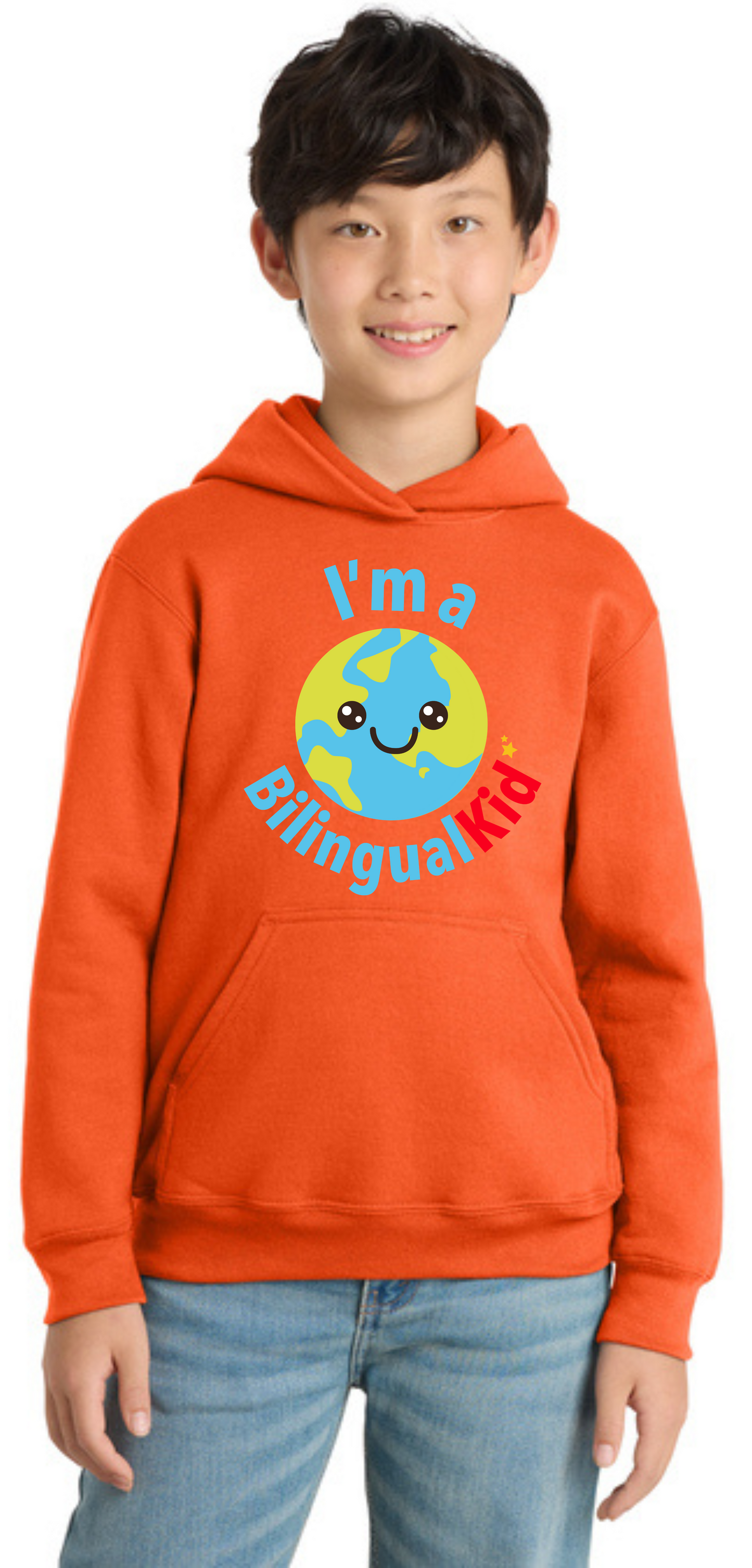 Bilingual Kid Youth Orange Hoodie