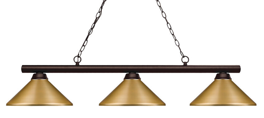 Bronze and Satin Gold Billiard Light