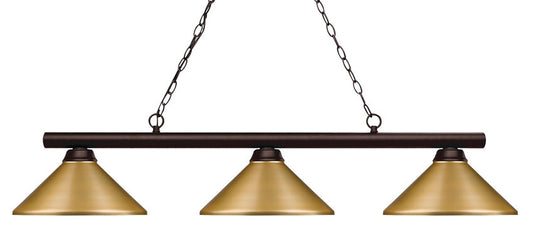 Bronze and Satin Gold Billiard Light