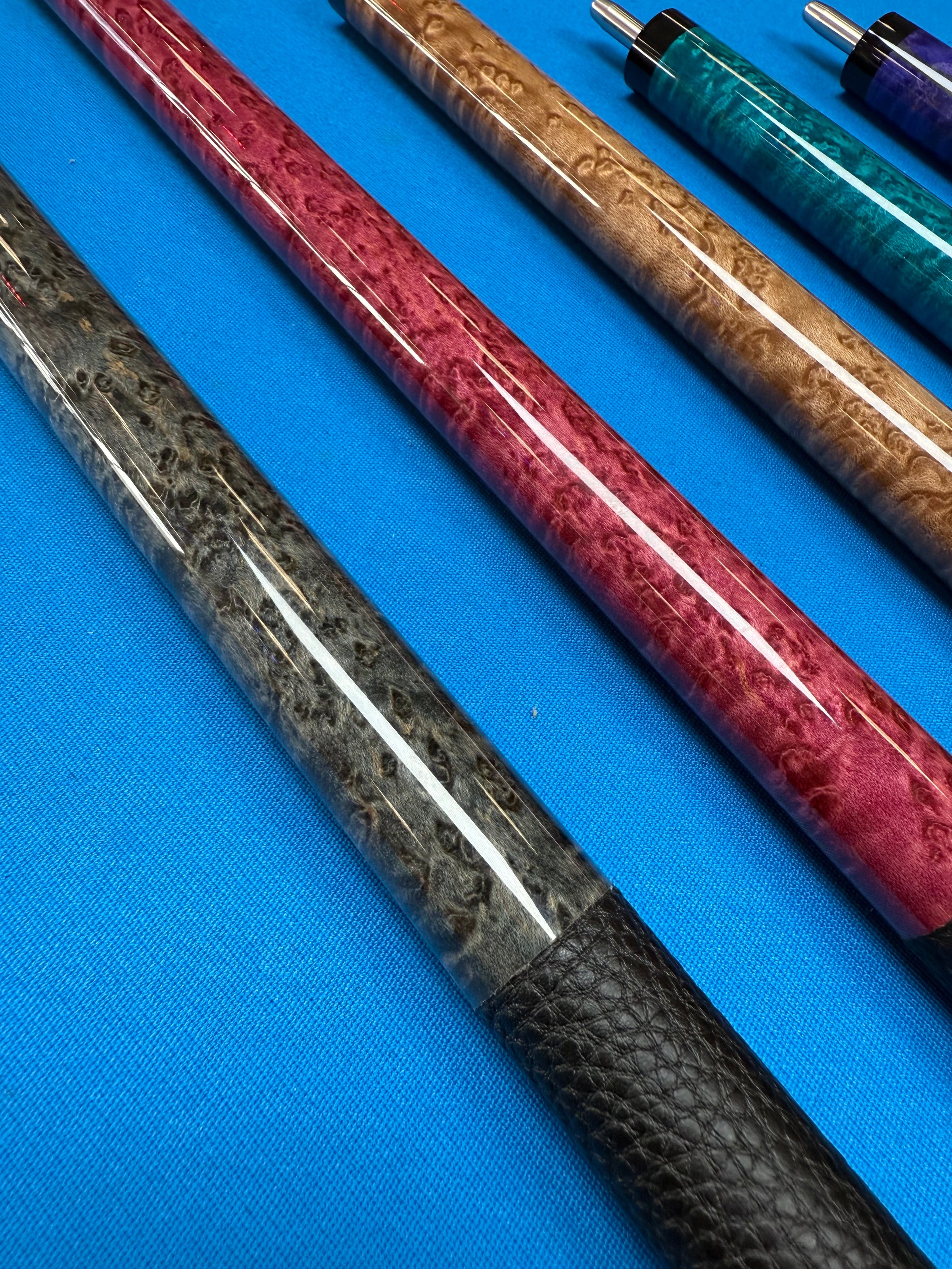 Stained Birdseye Maple with Textured Leather Wrap - Butt only - view 2