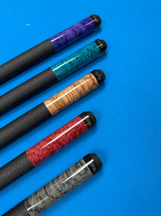 Stained Birdseye Maple with Textured Leather Wrap - Butt only