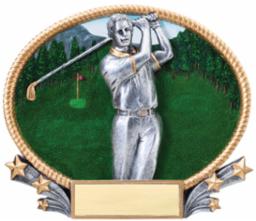 3D Golf Player Oval Resin Plate