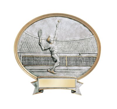 Male Tennis 6" Oval Resin Trophy