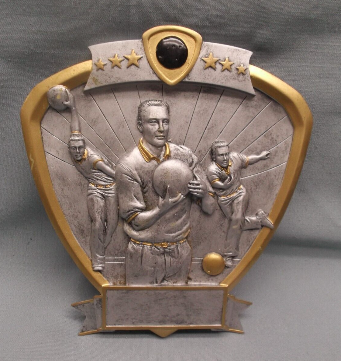 Male Bowler Shield 8.5" Resin Trophy