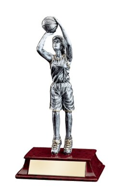 Silver Female Basketball Trophy 8"
