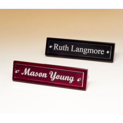 Rosewood Piano-Finish Nameplate with Acrylic Engraving Plate