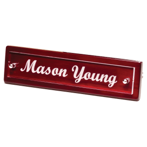 Nameplate with Acrylic Engraving Plate, Two Silver Posts