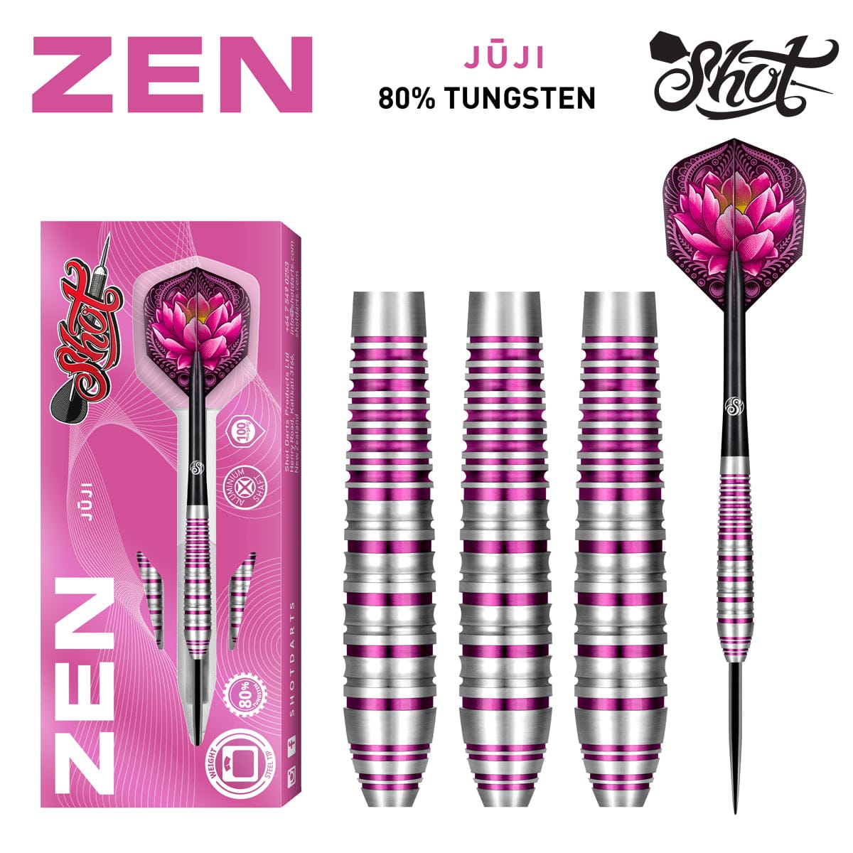 Zen Juji Steel Tip Dart Set-80% Tungsten