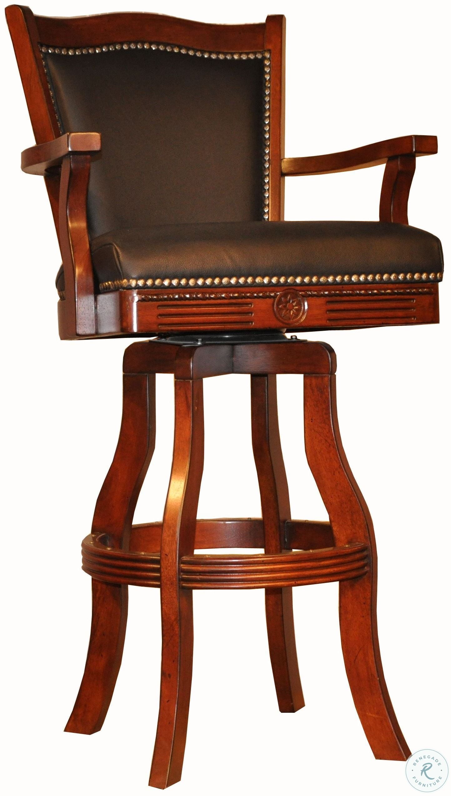 Distressed Walnut 30" Leather Nail Head Barstool