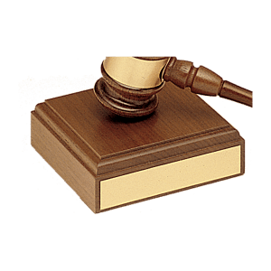 Walnut Gavel Sounding Block with Gold Plate for Personalization