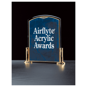 Airflyte Sapphire Marble Acrylic with Gold-Plated Brass Stand