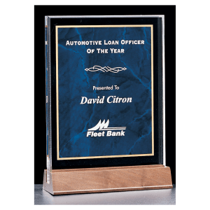 Marble Acrylic Award with American Walnut Base
