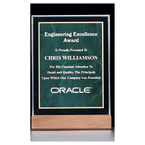 Marble Acrylic Award with American Walnut Base